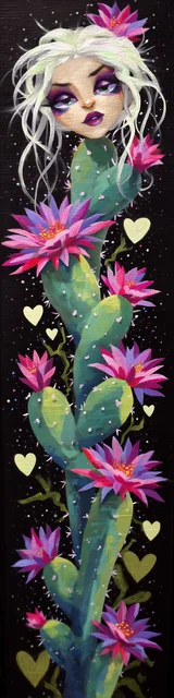 Free cactus bookmark featuring a lady head on top of a cactus